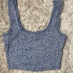 Ardene Blue Floral Lace Tank Top